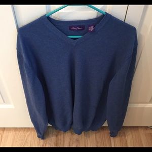 Alan Flusser Blue V-neck Sweater Mens XL NWOT